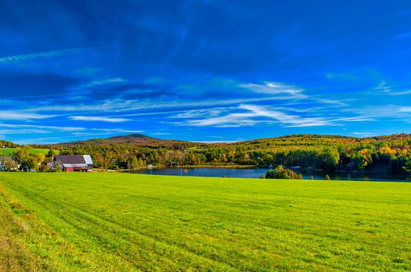 Озеро Луга Новой Англии Сезон Листвы — стоковое фото