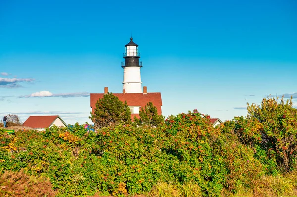 Faro Portland Head Fort Williams Park Cape Cottage Maine — Foto Stock