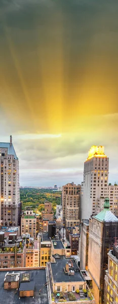 Manhattan Wolkenkratzer New York City Bei Sonnenuntergang — Stockfoto