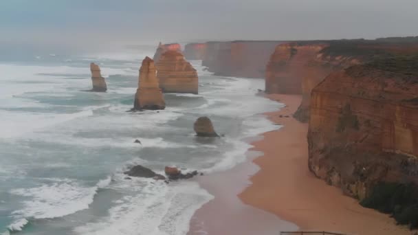 Day View Magnificient Twelve Apostles Great Ocean Road Australia Drone — 图库视频影像