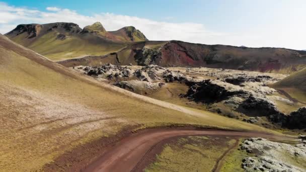 Slavná Islandská Krajina Vysočině Landmannalaugar Oblast Island Zelená Lávová Pole — Stock video