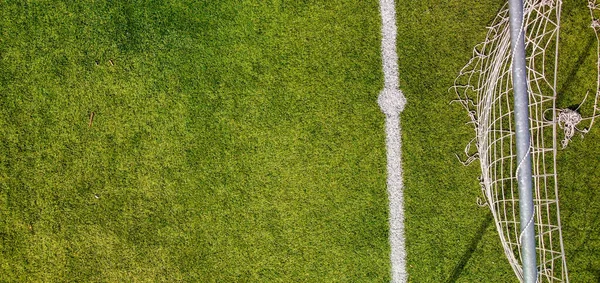 Ποδόσφαιρο Πεδίο Στην Ύπαιθρο Εναέρια Άποψη Από Drone — Φωτογραφία Αρχείου