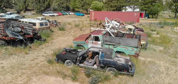 Utah Junio 2018 Coches Antiguos Época Aparcamiento Abandonado Campo — Foto de Stock