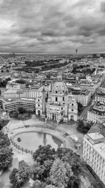 Vertikal Flygbild Wien Österrike Centrala Gator Och Byggnader Från Drönare — Stockfoto