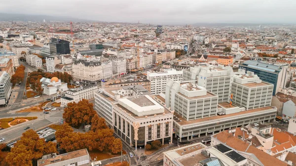 Avusturya Nın Sonbaharda Viyana Şehir Merkezinin Hava Manzarası — Stok fotoğraf