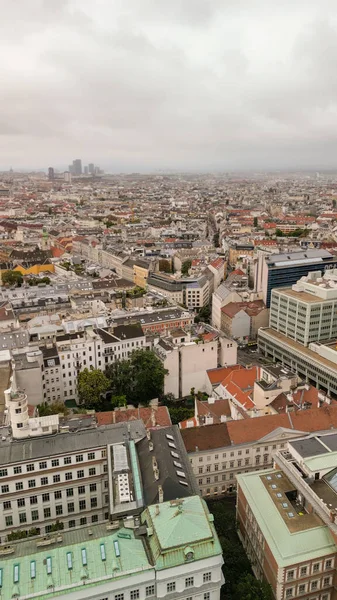 Vista Aérea Vertical Viena Áustria Ruas Centrais Edifícios Drone Dia — Fotografia de Stock