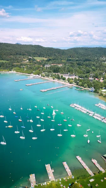 Klagenfurt Lake Summer Season Drone Austria — Stock Photo, Image