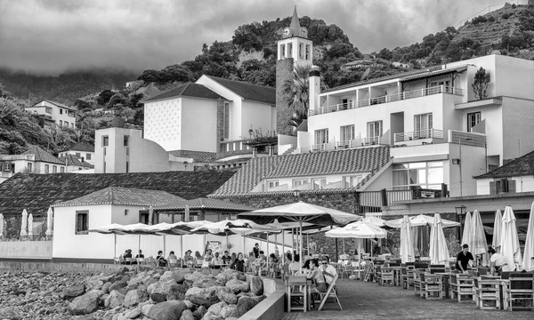 stock image Madeira, Portugal - September 6, 2022: Porto da Cruz promenade at sunset.