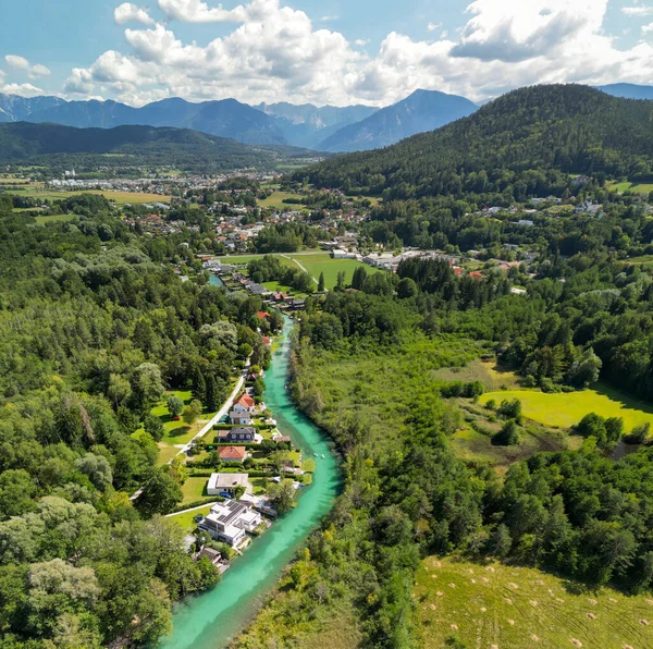 Klagenfurt River Summer Season Drone Austria — Stock Photo, Image