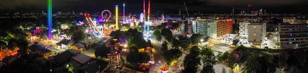 Vista Aérea Nocturna Del Parque Atracciones Prater Viena Desde Dron —  Fotos de Stock