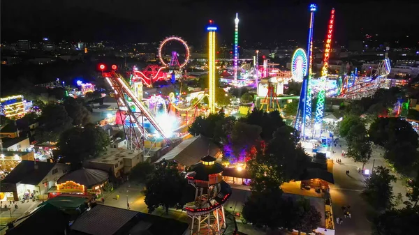Viyana Avusturya Ağustos 2022 Prater Park Gece Hava Görüntüsü — Stok fotoğraf