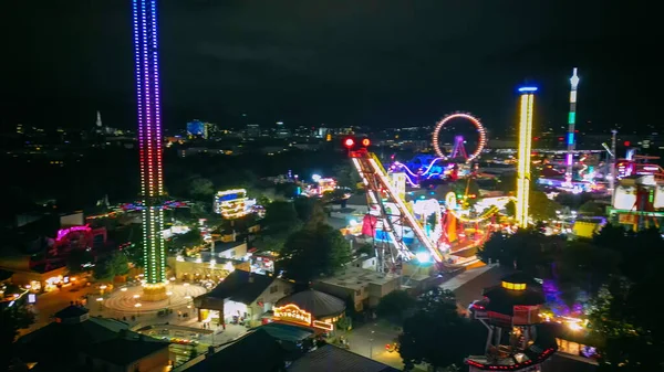 Nacht Luchtfoto Van Prater Amusement Park Wenen Vanaf Drone — Stockfoto