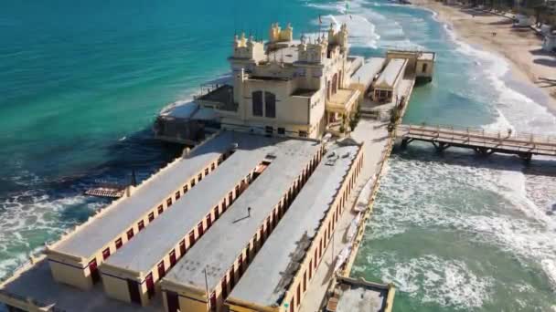 Uitzicht Vanuit Lucht Kust Het Strand Van Mondello Palermo Italië — Stockvideo