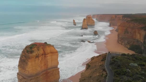 Magnificence Twelve Apostles Заході Сонця Національний Парк Порт Кемпбелл Австралія — стокове відео