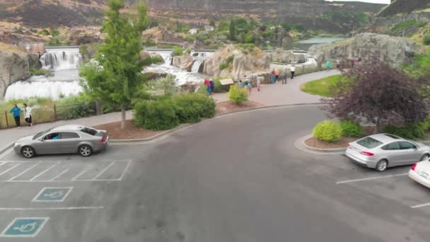 Shoshones Vattenfall Idaho Aerial Overhead Från Drönare Usa — Stockvideo