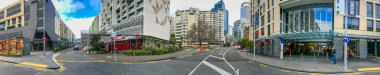 Auckland, Yeni Zelanda - 26 Ağustos 2018: Auckland şehir merkezi 360 derece manzara .