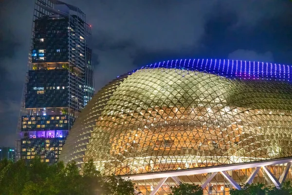 Сингапур Силуэт Бухте Марина Ночью — стоковое фото