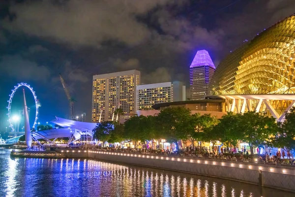 Skyline Singapura Marina Bay Noite — Fotografia de Stock