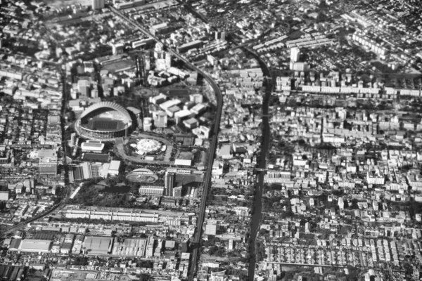 Вид Воздуха Большой Город Стадионом Зданиями — стоковое фото