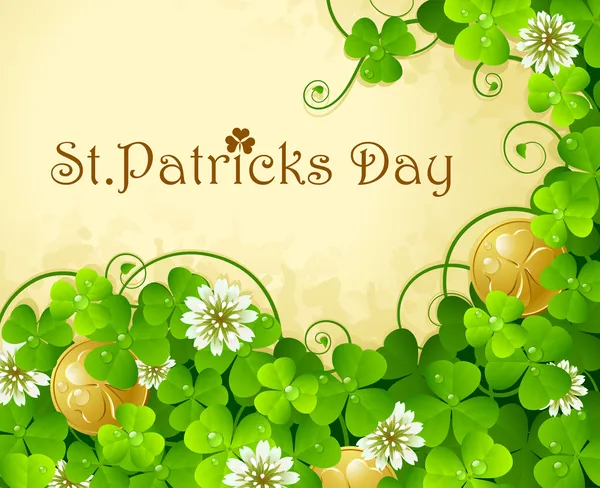 St. Patrick dzień ramki z koniczyny i złote monety — Wektor stockowy