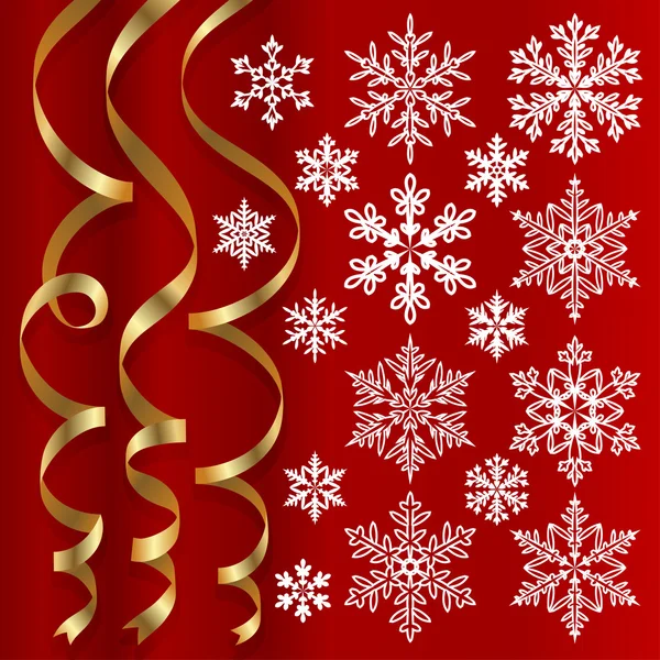 Christmas set of ribbons and snowflakes — Stock Vector