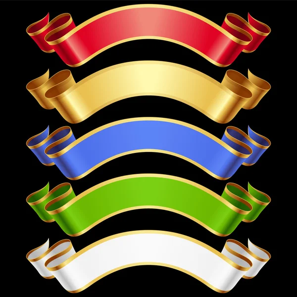 Vector Ribbons set. Multicolored banners isolated on black background Stock Vector