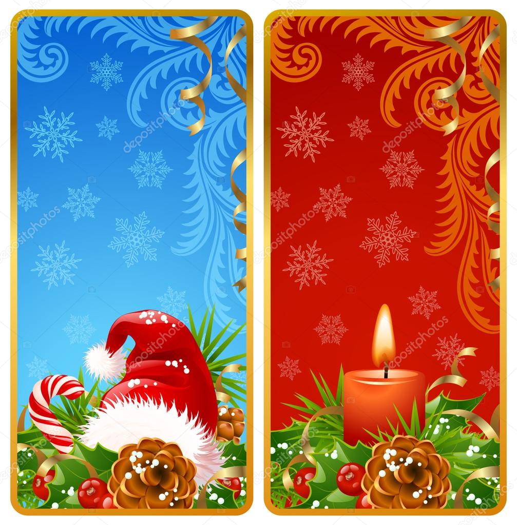 Christmas vertical banners set. Santa hat and candle Stock Vector by ©d ...