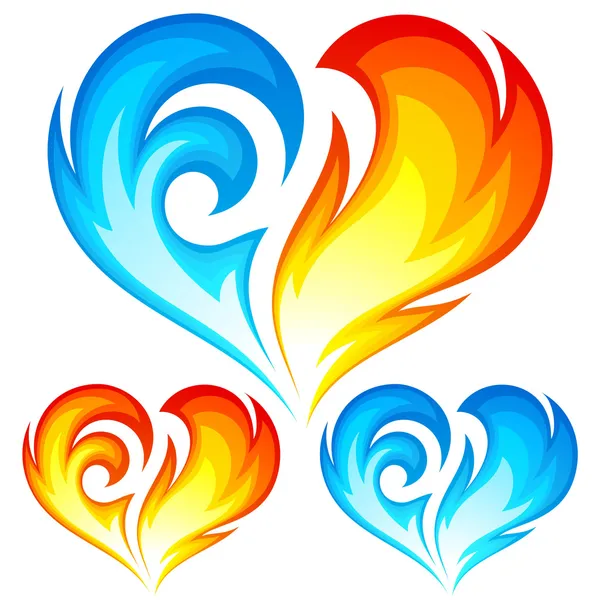 Fire and Ice vector heart. Symbol of love. — Stock Vector