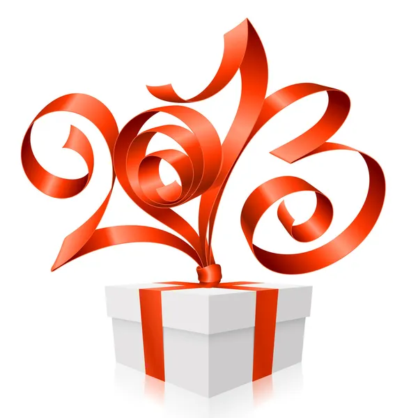 Vector rood lint in de vorm van 2013 en doos van de gift. symbool van n Stockvector