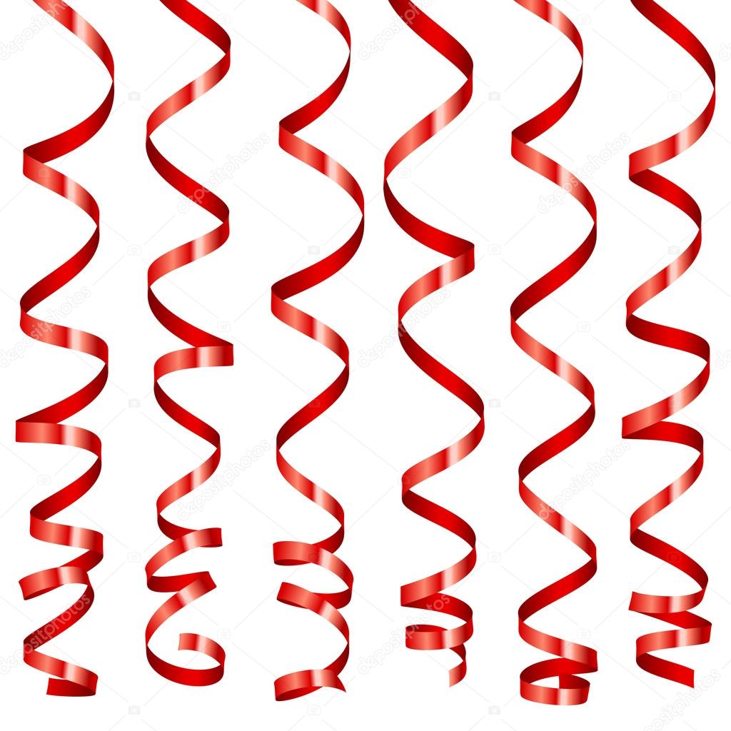 Vector holiday serpentine ribbons set.