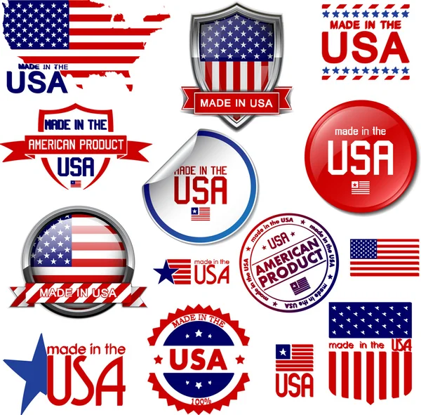 Made in the USA. Set of vector graphic icons and labels — Stock Vector