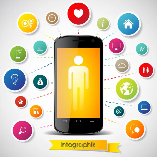 Smartphone Ouchscreen con iconos de colores — Archivo Imágenes Vectoriales