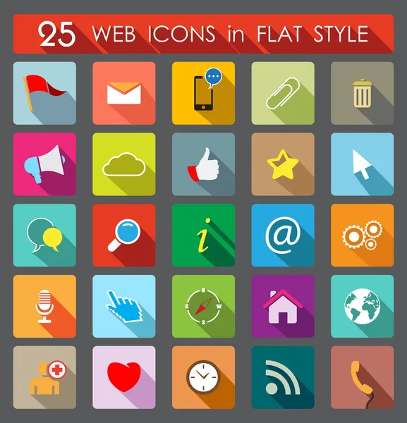 25 Web Icons. Estilo plano — Vetor de Stock