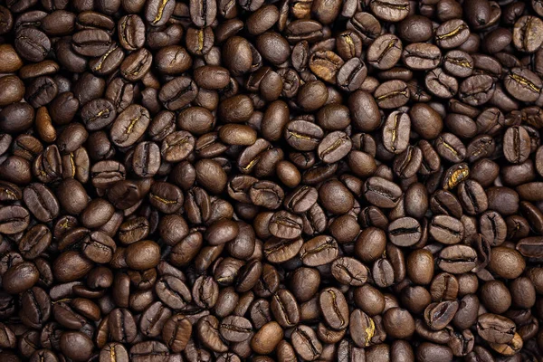 Rostade Kaffebönor Textur Bakgrund — Stockfoto