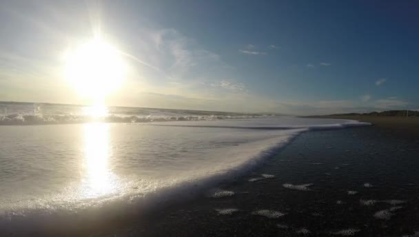 Mann läuft bei Sonnenuntergang am Strand. — Stockvideo