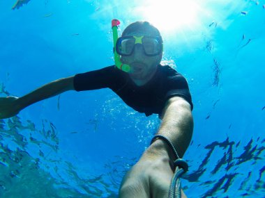 Freediver: underwater selfie clipart
