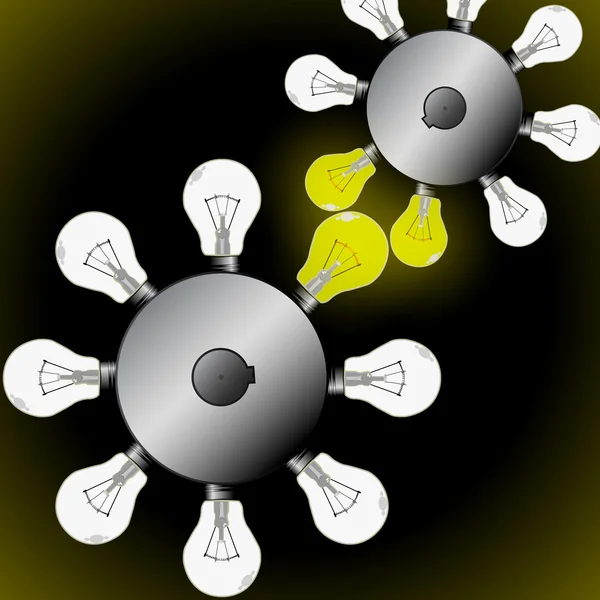 Bombillas de luz caja de cambios — Archivo Imágenes Vectoriales