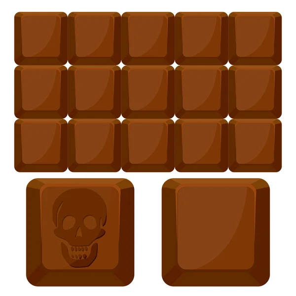 チョコレート頭蓋骨正方形 — ストックベクタ