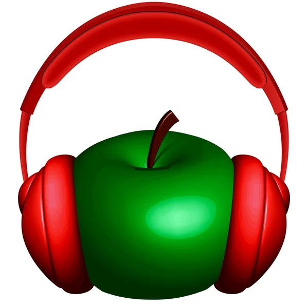 苹果和耳机 — 图库矢量图片