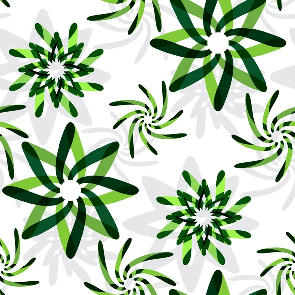 녹색 그래픽 꽃 패턴 — 스톡 벡터