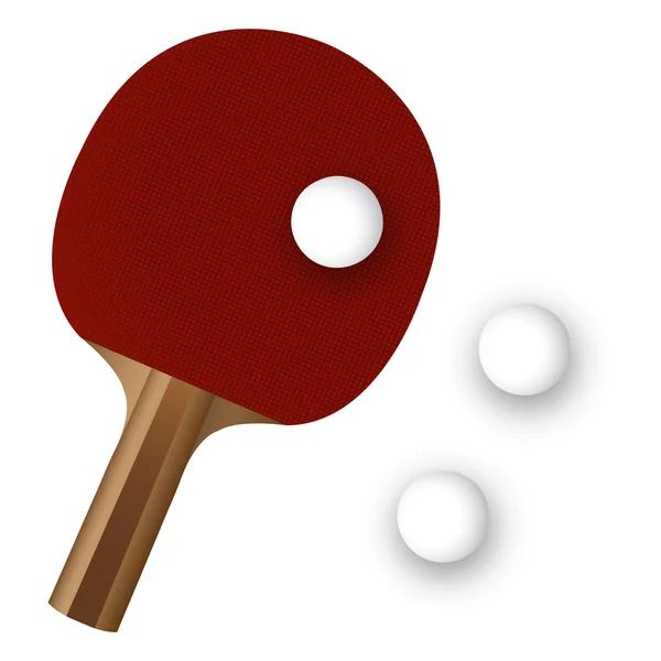 Pingpong paleta y pelota — Vector de stock