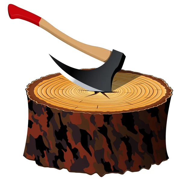 斧と木材 — ストックベクタ