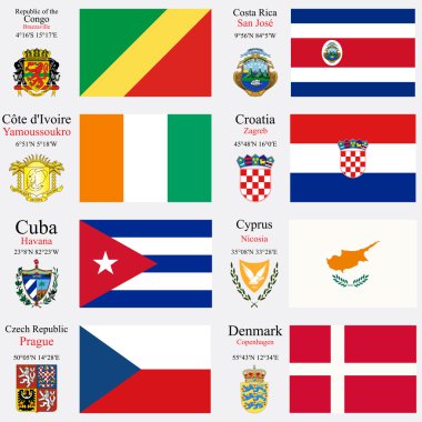 Dünya bayrakları ve başkentler 6 ayarlayın