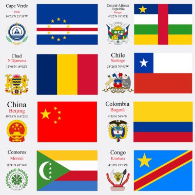 world flags and capitals set 5 clipart