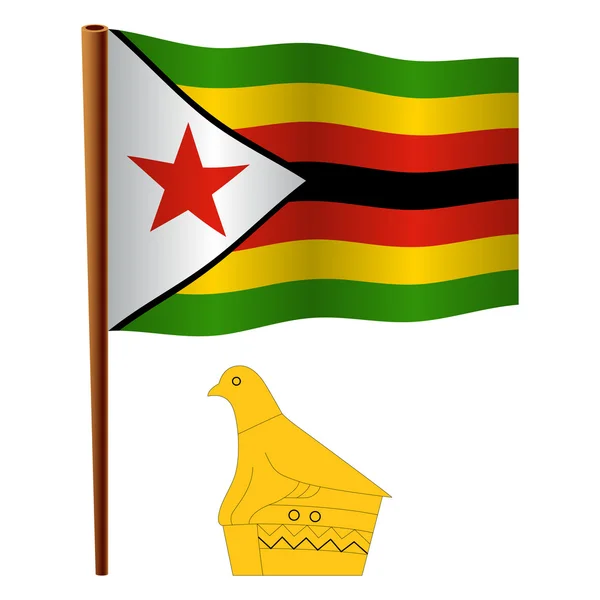 Bandeira ondulada zimbabwe — Vetor de Stock