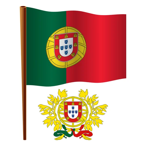 Portugal vågiga flagga — Stock vektor