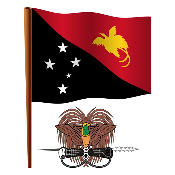 Papua nueva bandera ondulada de Guinea — Vector de stock