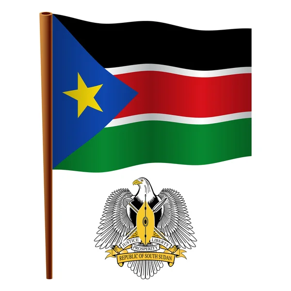 Jižní Súdán vlnité vlajka — Stockový vektor