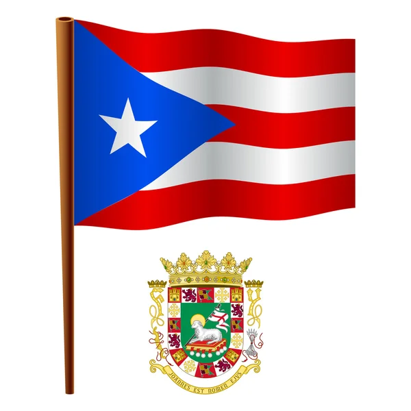 Bandiera sventolata portoricano — Vettoriale Stock