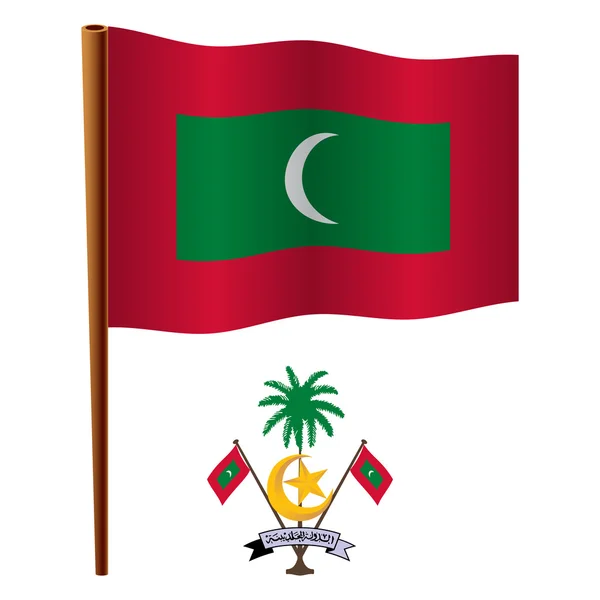 Maldivler dalgalı bayrağı — Stok Vektör